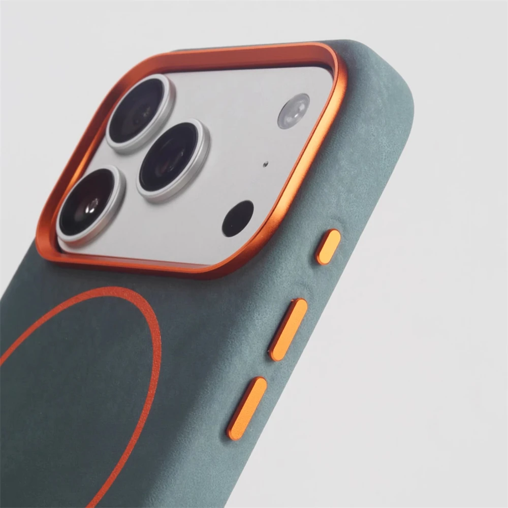 Luksusowe etui z teksturą skóry słonia z PU, kompatybilne z Magsafe, do iPhone 18 17 Pro Max Air 16 15 13 14, z metalowym obiektywem, magnetyczne, odporne na upadki. — zdjęcie produktu 3