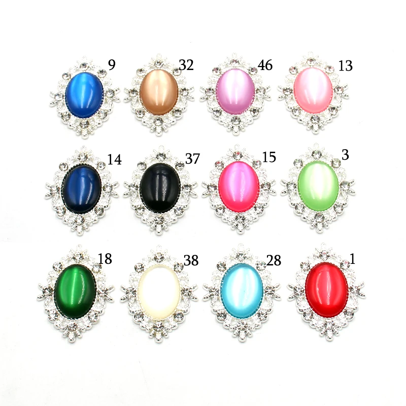 10Pcs25 * 33MM Elliptical Rhinestone Resin Alloy Accessories DIY Wedding Dress Hair Decoration Invitation Decoration Accessories