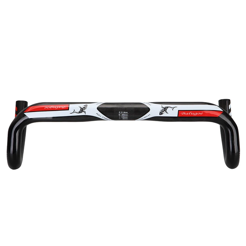 BALUGOE Full Carbon Fiber And High Quality One Piece Road Bicycle Handlebar Red and White Color Road Bike Accessories