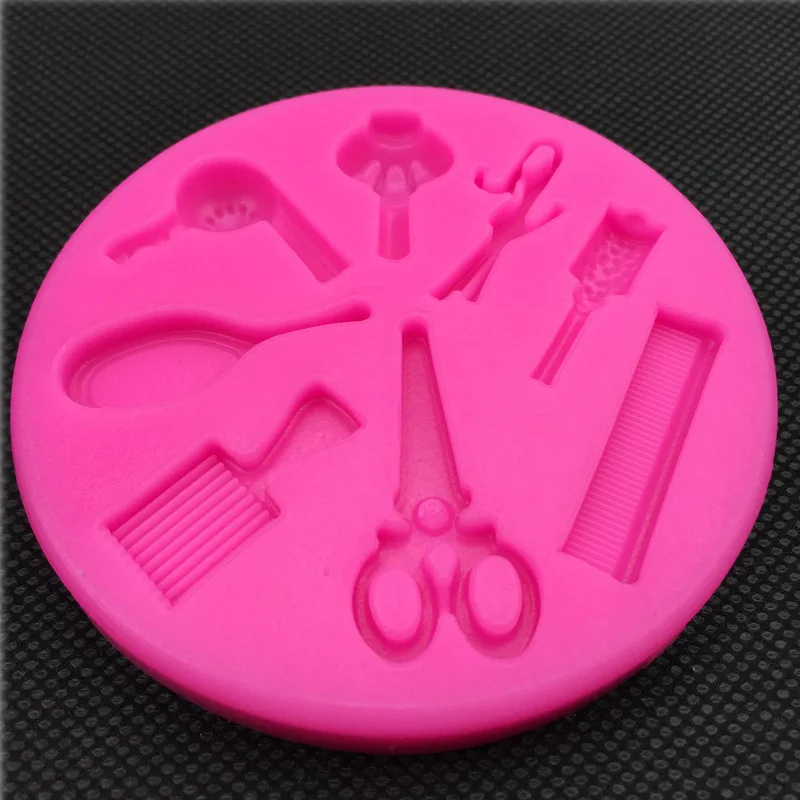 New Scissors Hair Tools Shaped Fondant mold,resin Clay Chocolate Candy Silicone Cake mould,fondant Cake Decorating Tools E154