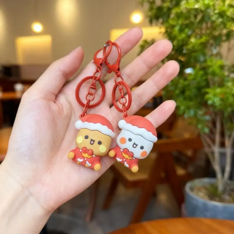 

Christmas Themed Doll Keychain Festive Santa Keyring Strong PVC Decorative Accessory Holiday Gift For Car H9EE