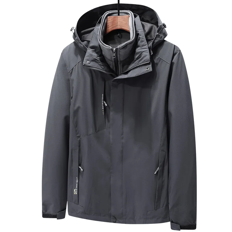 

Men Rainproof Jacket Coat Fashion Casual Camping Coat 3 in 1 Jacket Male Fleece Outerwear 2PC Unisex Windbreake Outdoor Jackets