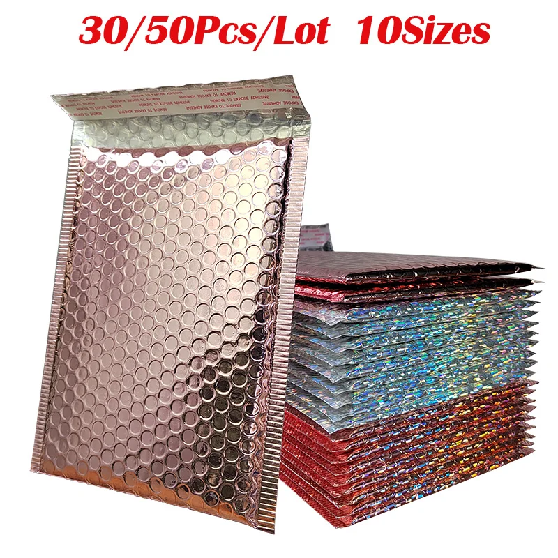 30/50 pz Metallic Rose Gold Bubble Mailers Foil borse imbottite sacchetti postali confezione regalo buste di spedizione sacchetto postale