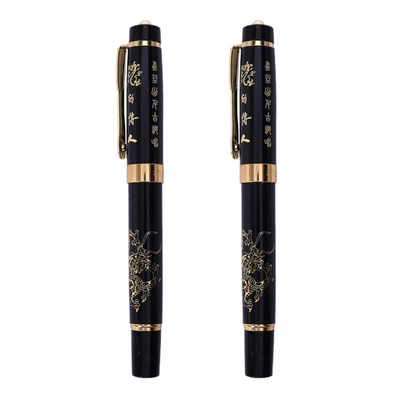 

Hot TTKK 2X LUOSHI Ballpoint Pen 818 With The Chinese Dragon Pattern Pen - Black