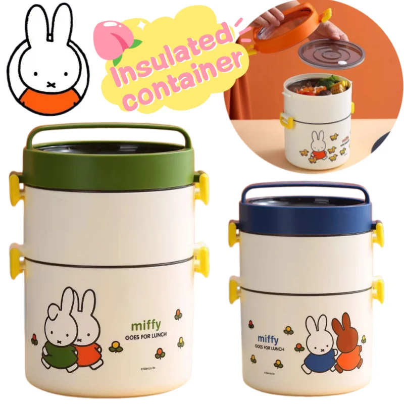 

Miffy Insulated Lunch Box Multi-layer Portable Large Capacity Food Grade Stainless Steel Bento Lunch Double-layer Food Container