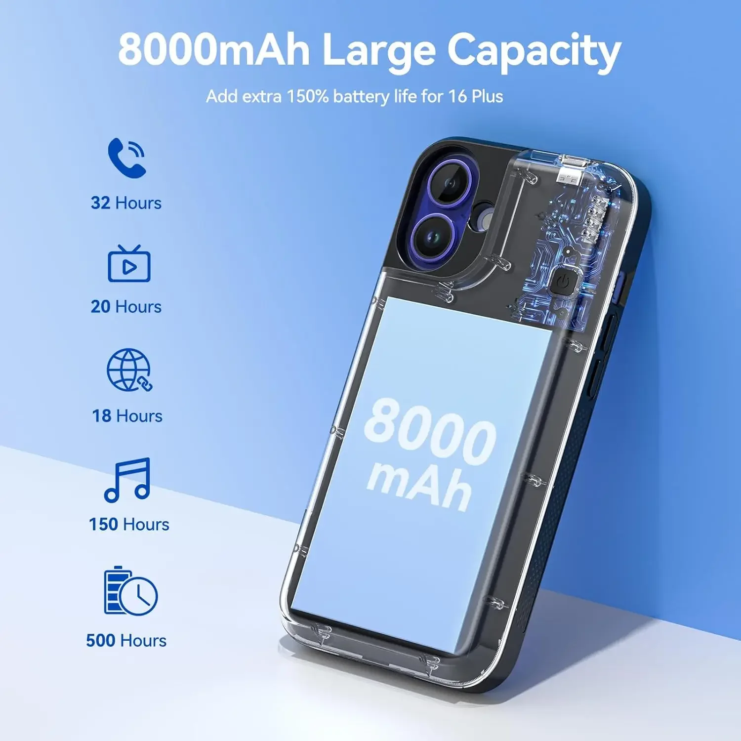 Étui de chargeur de batterie intelligent pour iPhone 16 Plus, Power Bank portable, couvercle de charge aste arc-en-ciel, pack de batterie