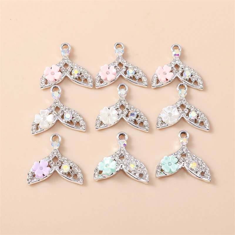 

20pcs 19x18mm Cute Crystal Metal Fish Tail Charms Pendants for Jewelry Making Drop Earrings Necklaces Bracelets DIY Accessories