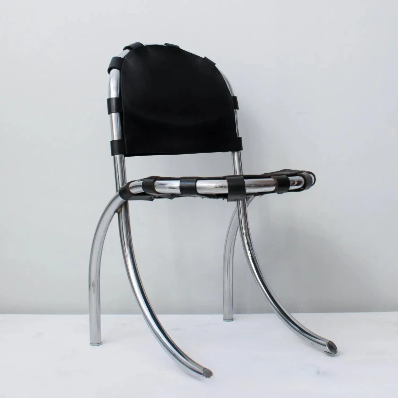 

High-End Backrest Chair 304 Stainless Steel Leather Dining Chair