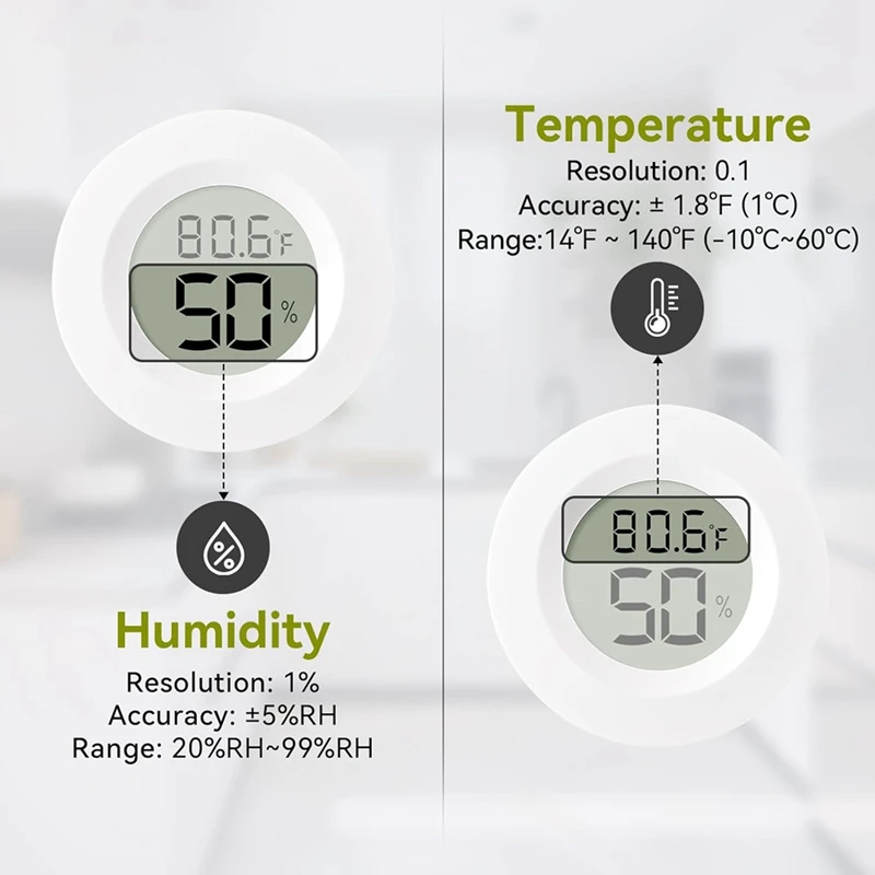 Mini higrômetro e termômetro de 3 pacotes, medidor de temperatura digital interno e externo