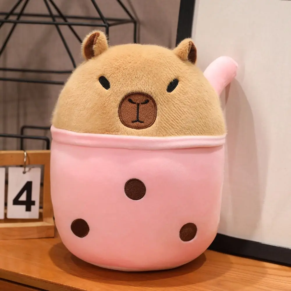 Simulation Capybara Pillow Plush Toy Small Pearl Cute Doll Milk Tea Cup Pillow 20cm Soft Capibara Anime Fluffty Toy