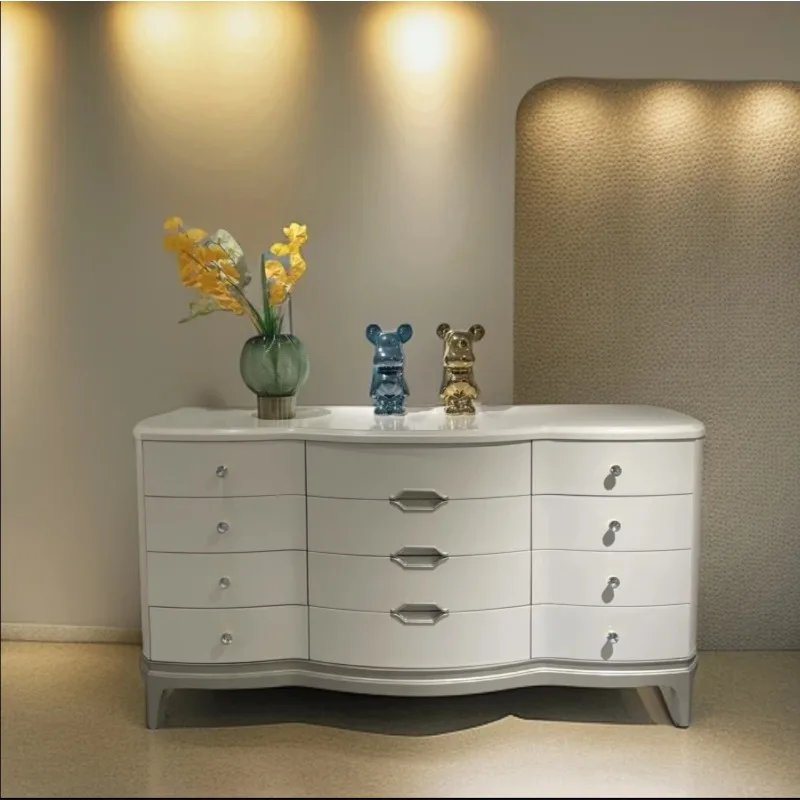 American light luxury chest of drawers, high-end chest of drawers in the bedroom, modern simple living room solid wood  cabinet