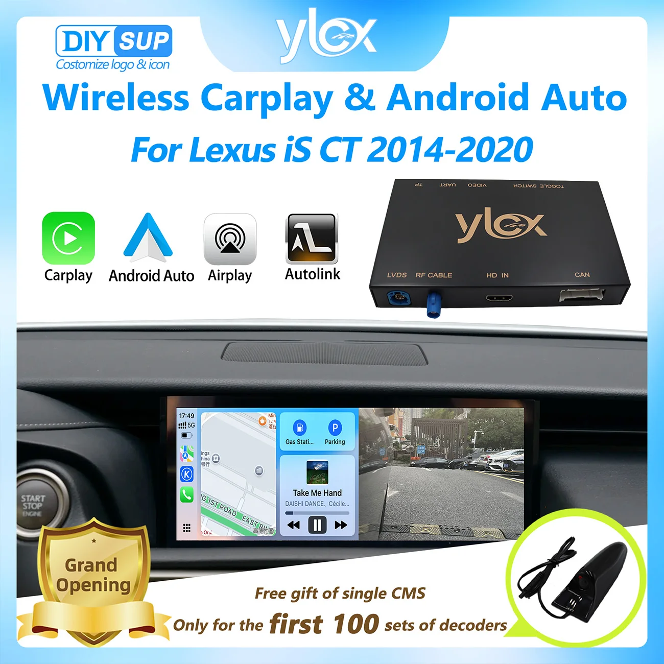 

Беспроводной модуль CarPlay для Lexus IS CT 2014-2020, джойстик с Android Auto Mirror Link AirPlay, функции навигации Car Play