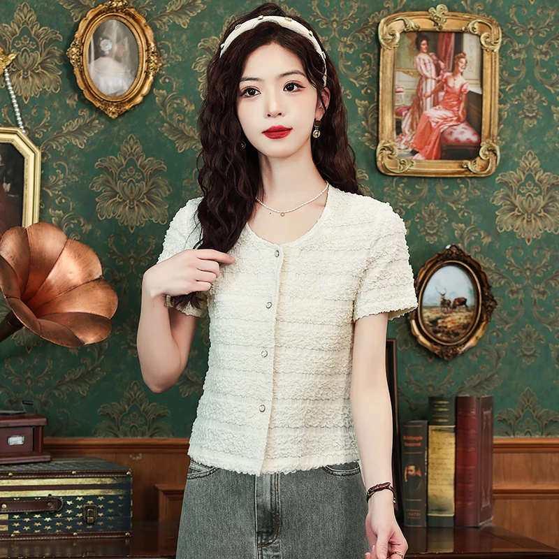 

Chic ort Sve irt Women's Lightweight Breathable Summer New Sle Fraant Sle Ele Sweet Personali Top