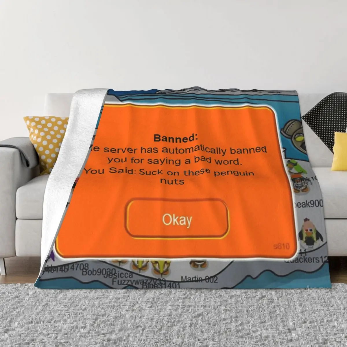 Club Penguin Banned Blanket Bedspread On The Bed Picnic Blanket