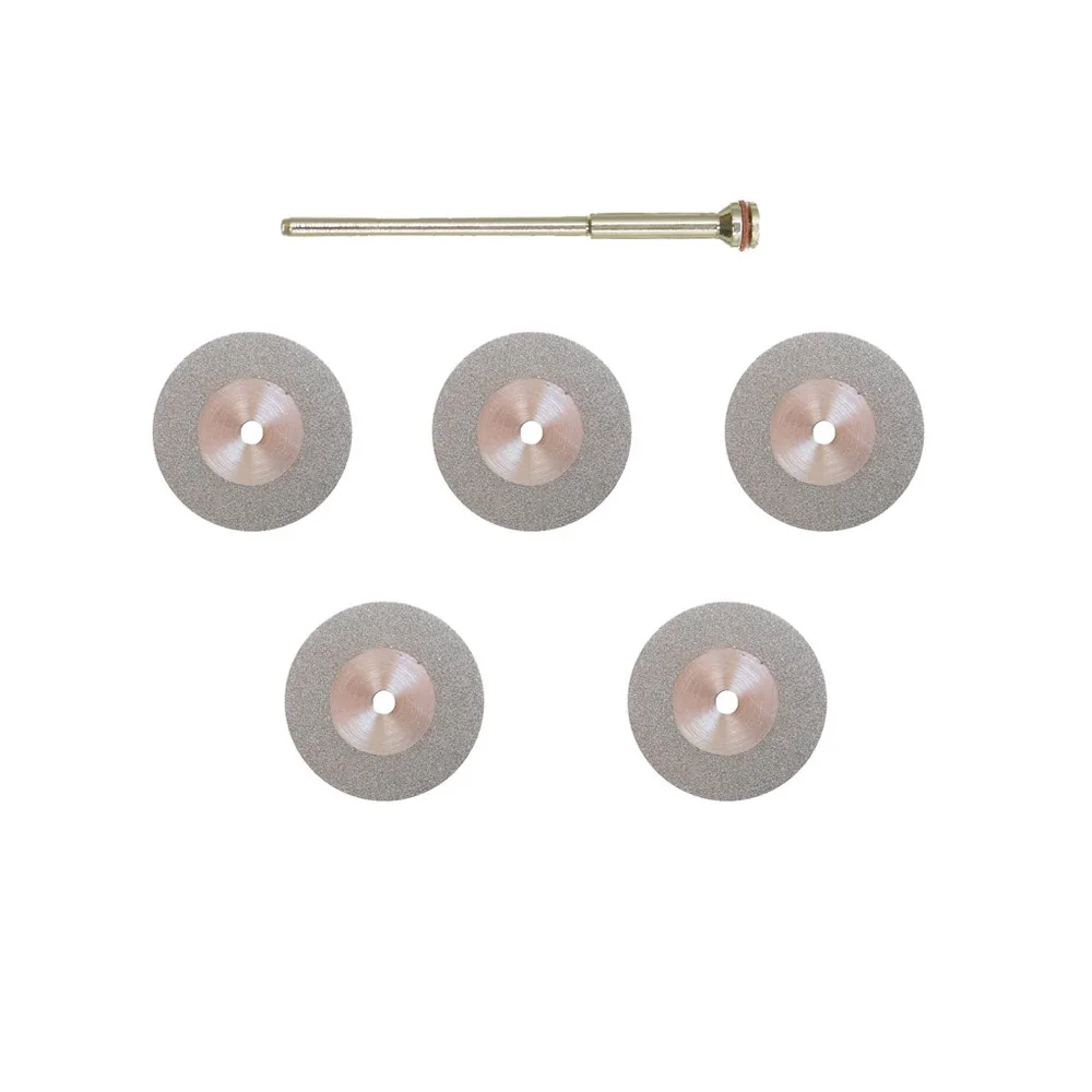 5pcs Dental 16/0.15mm Double Sided Diamond Cutting Disc for Separating Polishing Ceramic Crown Plaster or Jade with Mandrels