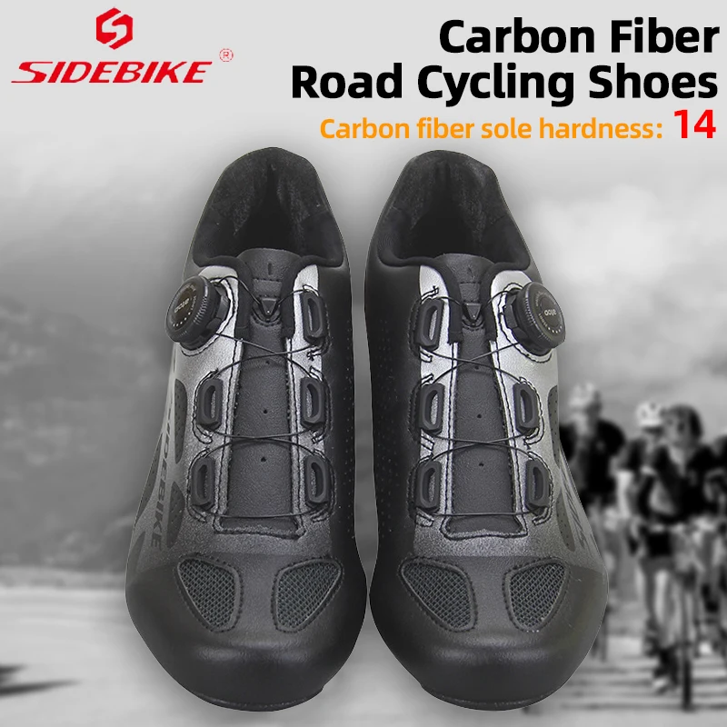 SIDEBIKE Road Cycling Sneaker Carbon Fiber Sole Sports Shoes Lightweight Racing Flat Pedals Men\'s Sneakers Cycling Equipment