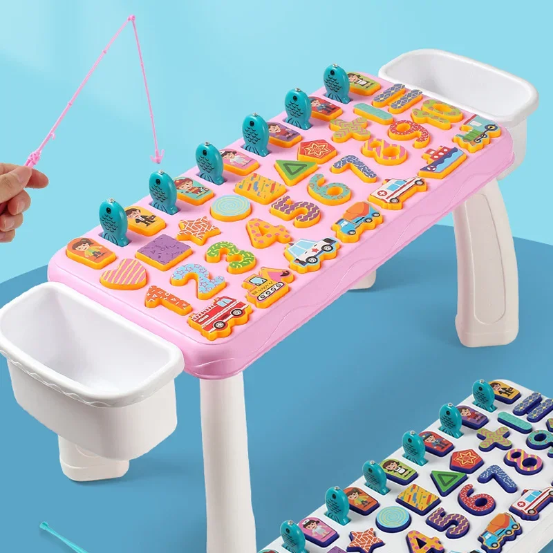 Montessori Kinderspeelgoed Educatief Plastic Drukke Bordspellen Kinderen Wiskunde Peuter Geometrisch Blok voor Babysorteerder Magnetisch Vissen