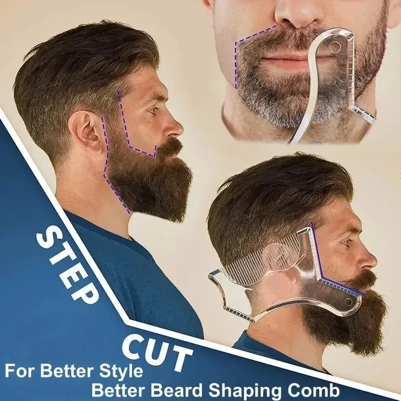 All-in-One-Bart-Styling-Kamm für Herren – kreative Bartschablonen- und Formschablonen-Werkzeuge für perfekt gepflegtes Gesichtshaar