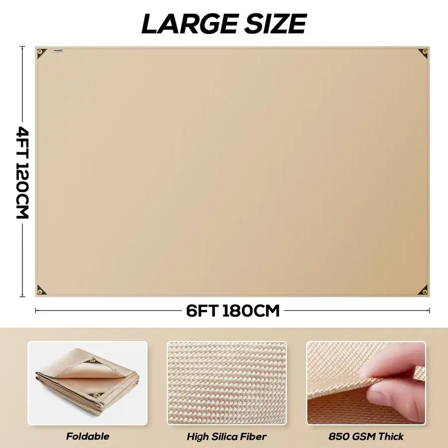 بطانية لحام من الألياف الزجاجية، بطانية مقاومة للحرارة مع حلقات نحاسية، حصيرة لحام متعددة الأغراض للشواية والمدخن والتخييم