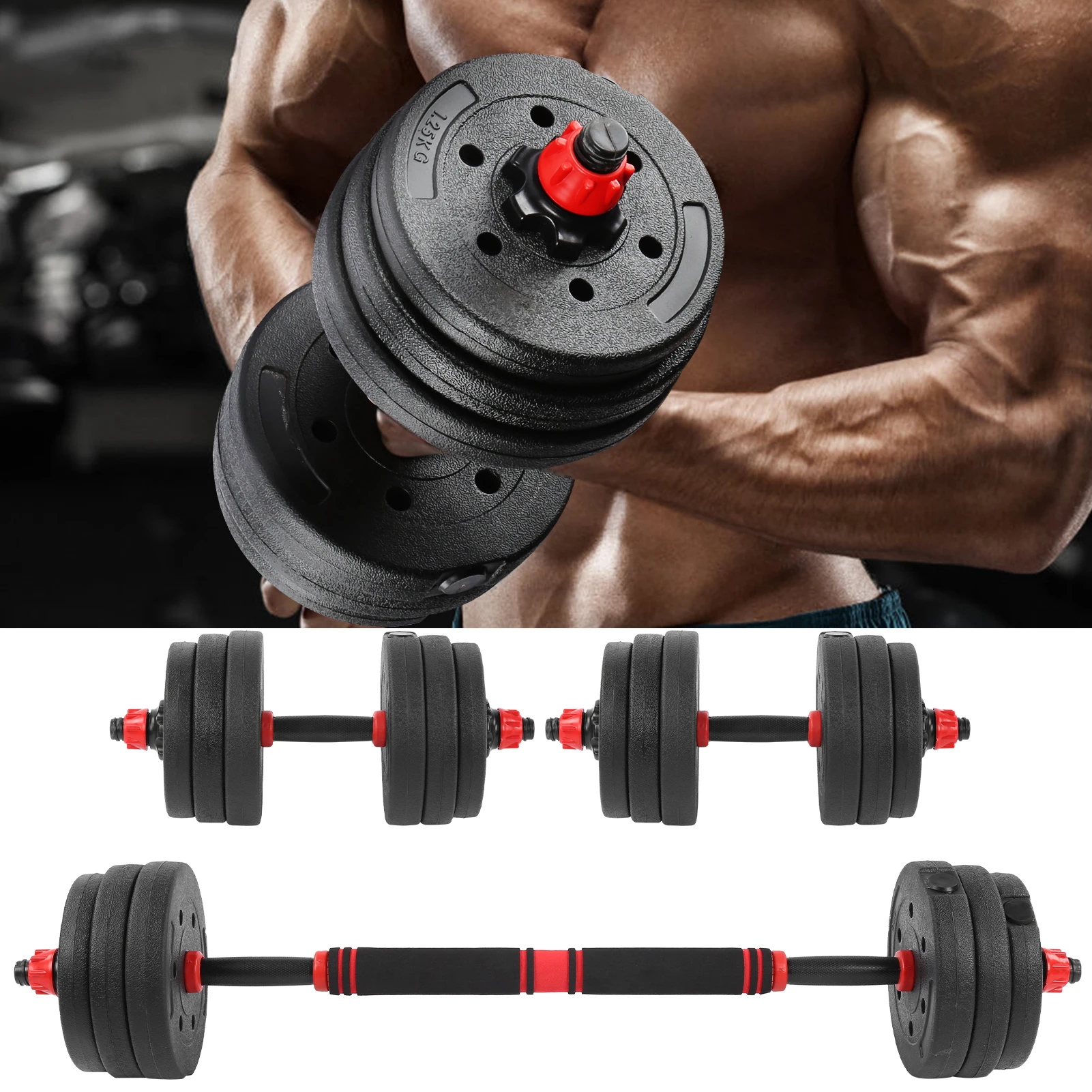 Adjustable Dumbbells Set Fitness Dumbbells Home Exercise Adjustable Dumbbell Combination Set 10kg x 2 Training Fitness Equipment