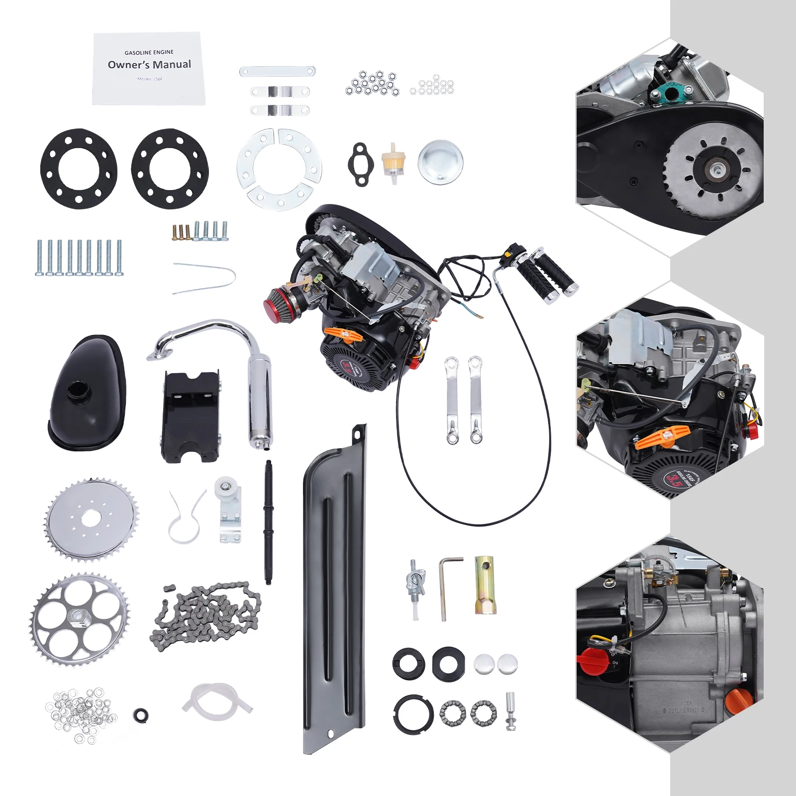 100CC 4-Stroke Motorized Bicycle Kit Bike Gasoline Engine Kit Single Cylinder Scooter Engine