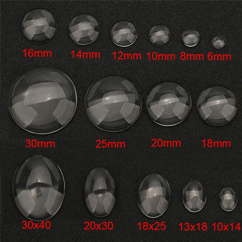 1pack Oval Round Glass Cabochon 30x40mm 6mm 8mm 10mm 12mm 18mm 20mm 25mm 30mm Transparent Clear Flatback Cameo Jewelry Making