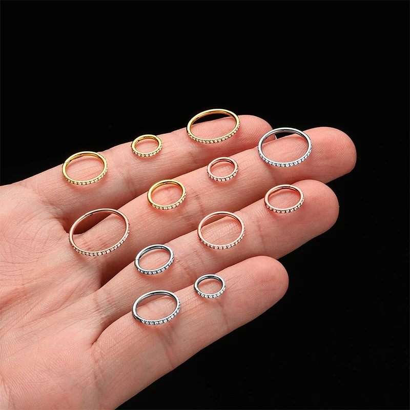 1Pc G23 Titanium Piercing Kraakbeen Oorbel Scharnierende Neus Ring Helix Schelp Daith Clicker Neus Septum Cz Lichaam Sieraden Groothandel 16G