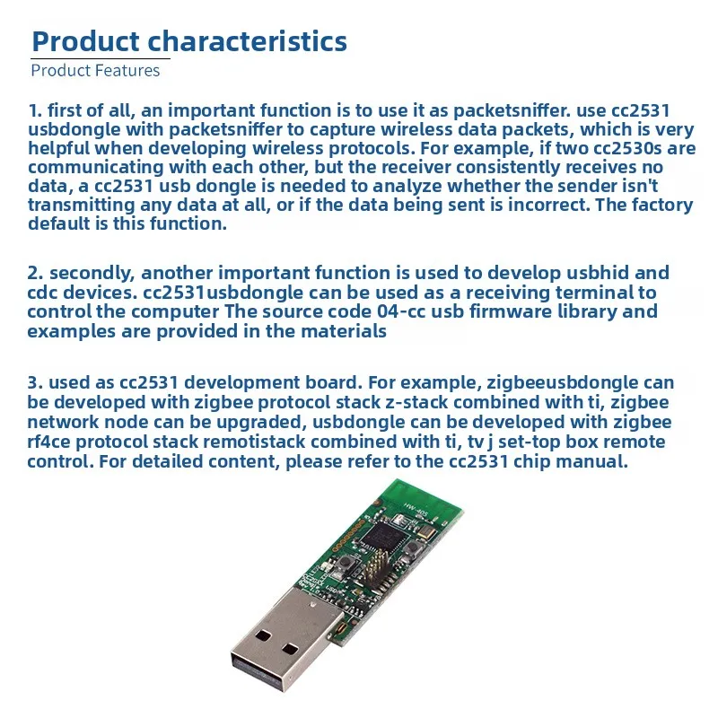 CC2531 ZigBee USB Dongle Border Router Protocol Analyzer Packet Capture Development Module