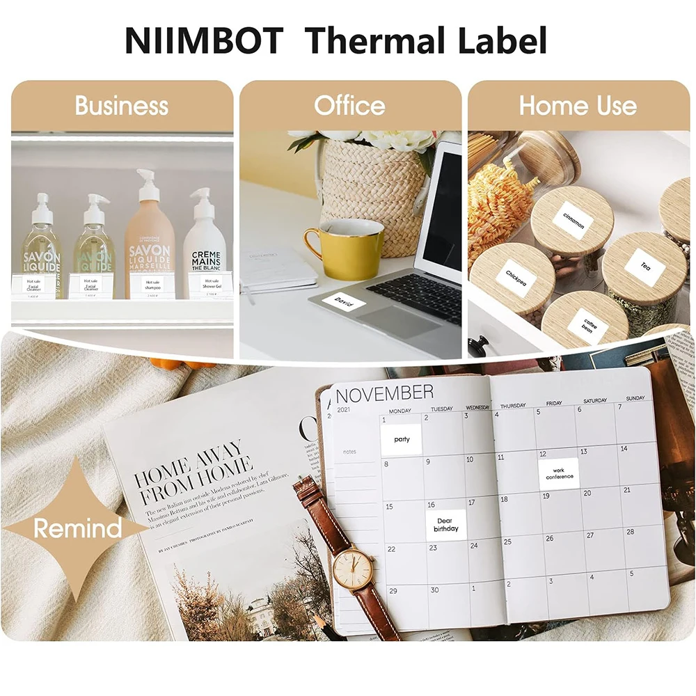 NIIMBOT Thermal Label Paper for B1/B21/B3S Printer 9 Rolls Set Scratch-resistant Sticker Waterproof Oil-Proof Label Tape