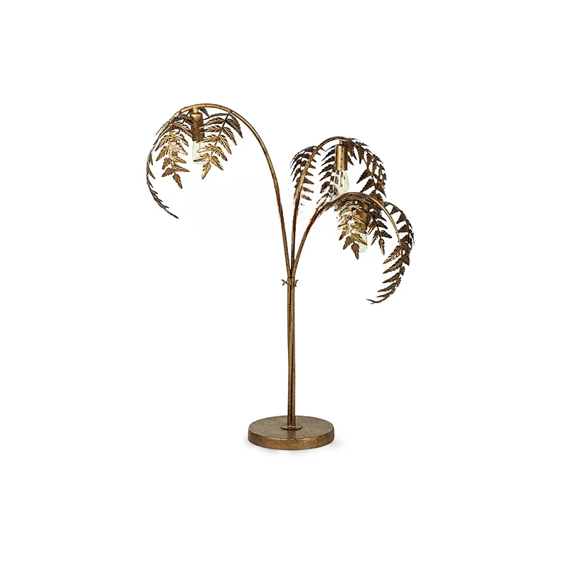 ZF Country Villa Living Room Table Lamp Creative Palm Leaf Bedside Lamp Retro Idyllic B & B