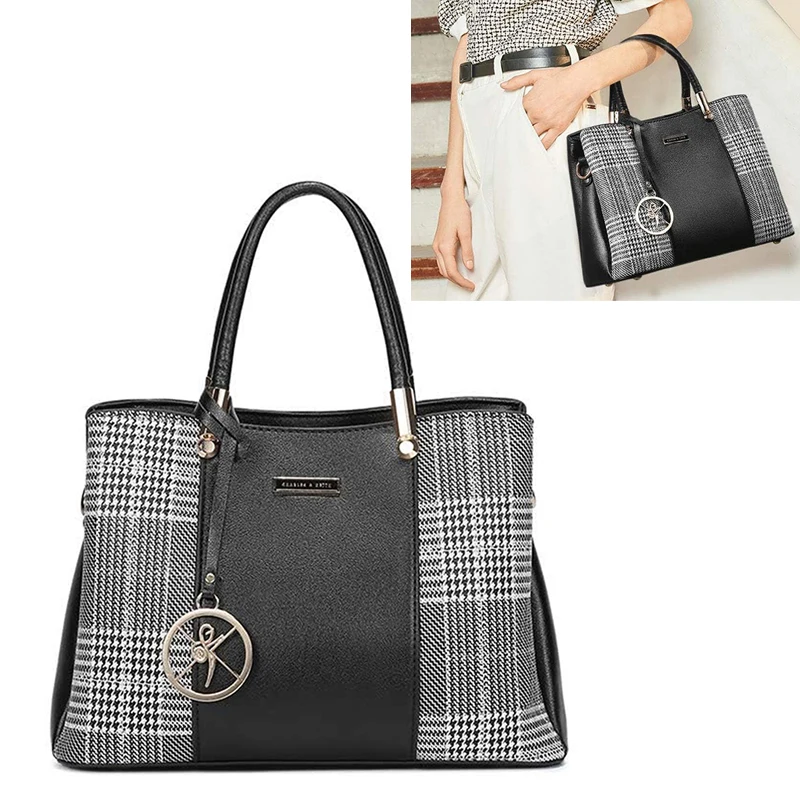 

Женская кожаная сумка, элегантная сумка через плечо с верхней ручкой, шикарная женская сумка-саквояж, многофункциональный дизайн