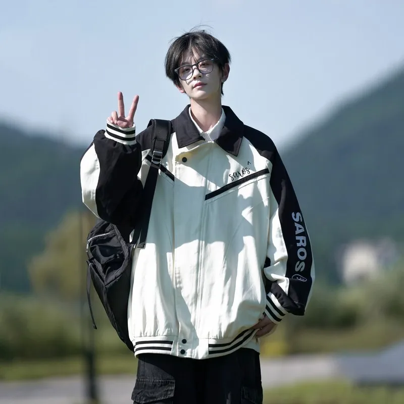 

Loose Fit Men's Baseball Jaet Autumn Winter Cotton Workwear Retro Color Blo Design Versatile Outerwear Faionable Youth ...