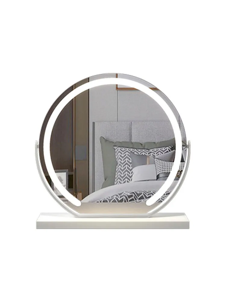 European style smart illuminated makeup mirror, semi-circular mirror, desktop vanity mirror, rechargeable beauty mirror