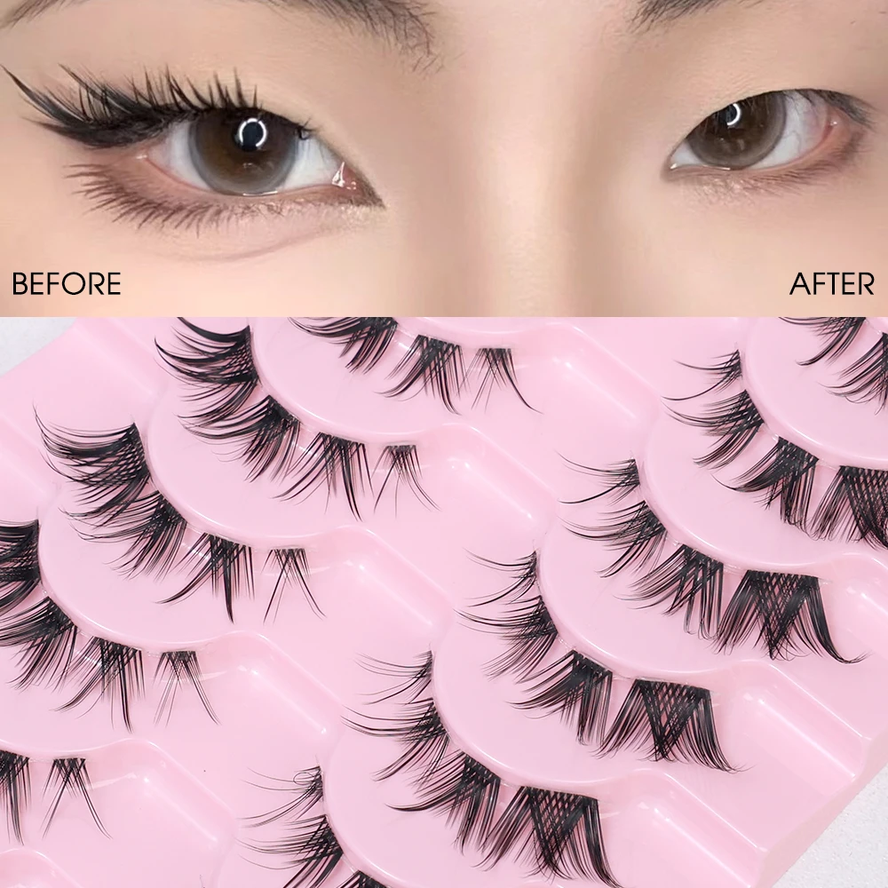 New Cat Eye Lashes Mink Eyelashes 3D Curl Winged Natural Realistic Messy End Eye Elongated Thick False Eyelashes Soft Fake Lashe