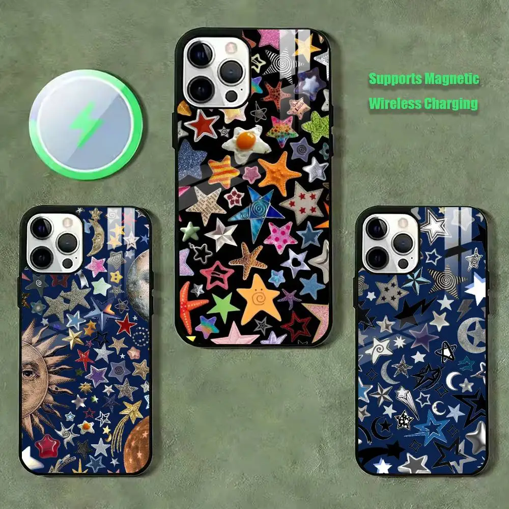 

Colorful S-StarS Phone Case For iPhone17,16,15,14,13,12,11 Plus,Pro Allows magnetic wireless charging