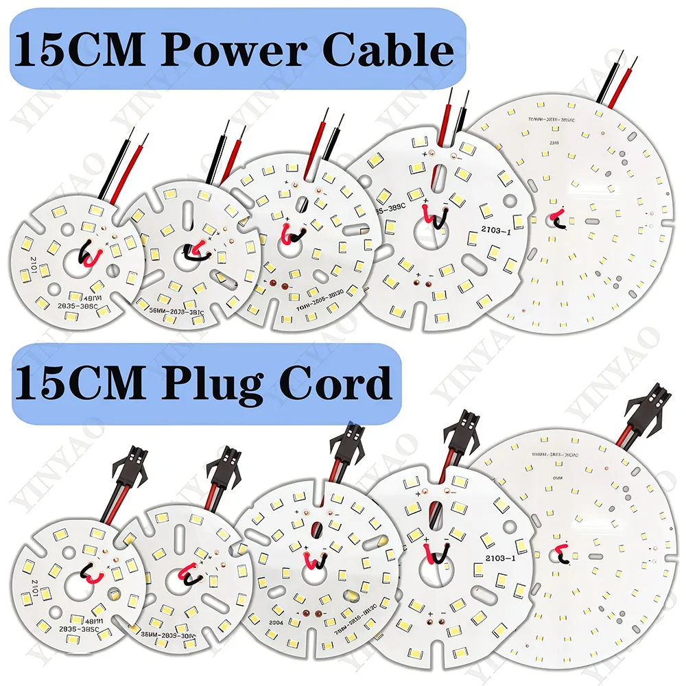 5PCS 3W 5W 7W 9W 12W 15W 18W 24W 36W SMD2835 Round LED Chip Light Source DIY Lamp Module PCB Board for Home Lighting Replacement