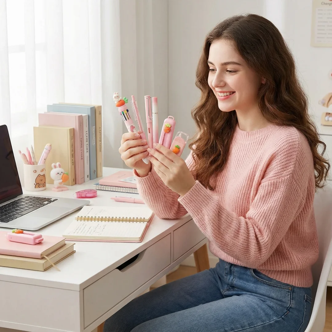 

1 Pack Highly Attractive Stationery Set Xmas Stationery Gift Cute Ballpoint Pen Gel Pen Correction Tape Eraser Students Prizes