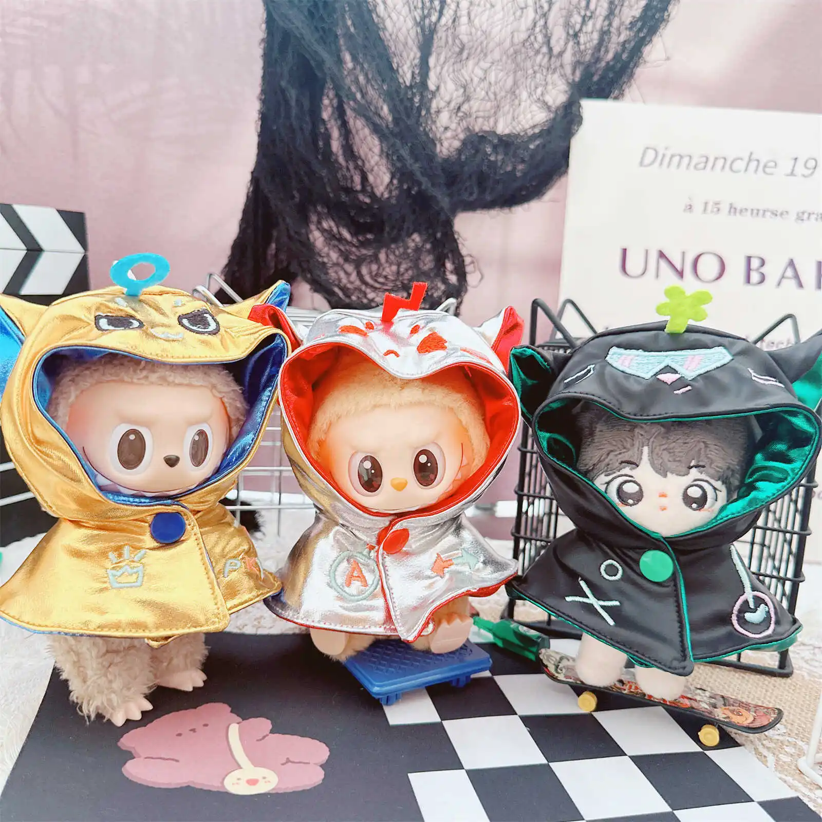 10cm Cute Plush Doll Clothes Cool Laser Shawl Cloak Coat DIY Dress Up Idol Doll Changing Clothes Game for Girls Fans Boys Gifts