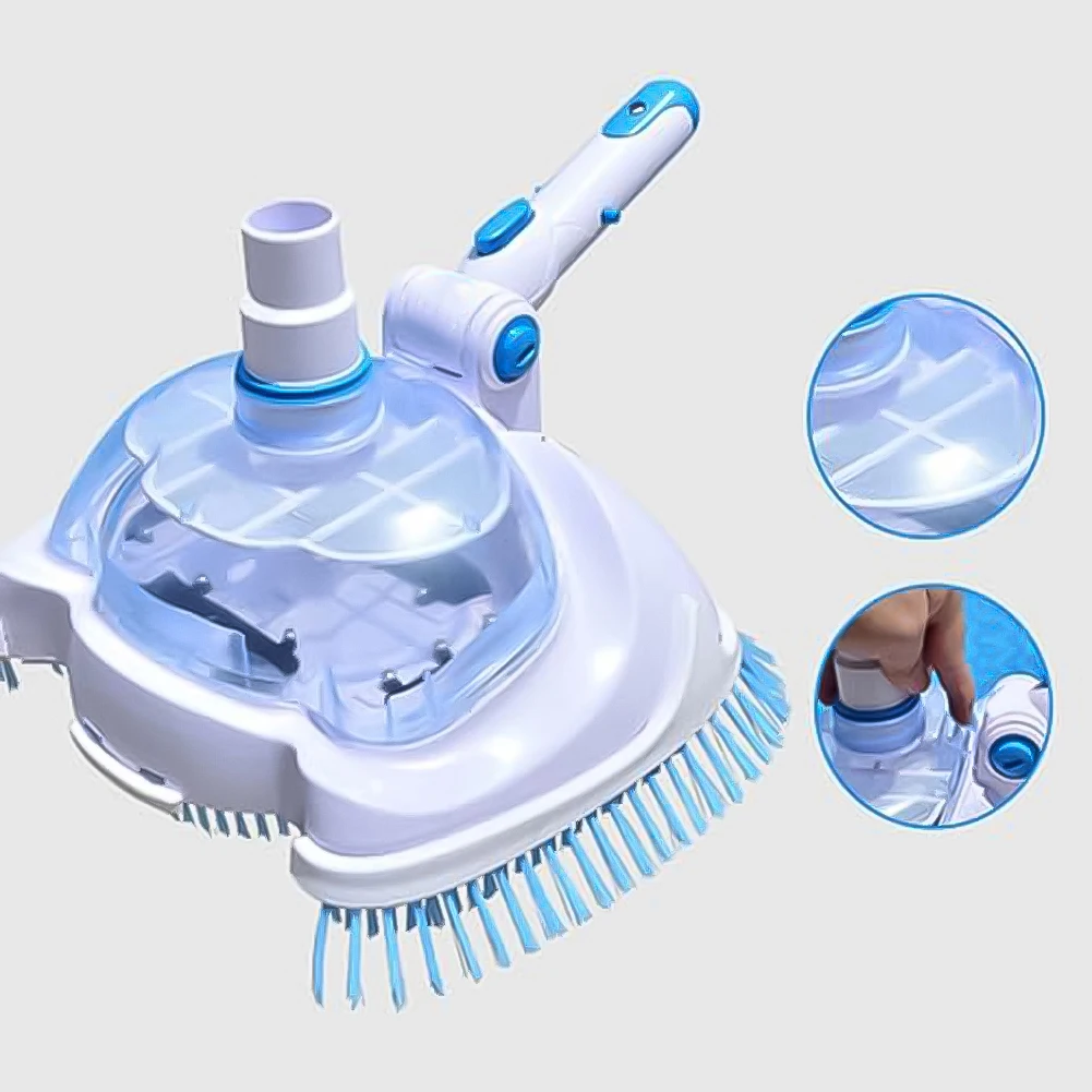 Vacuum Head for Pool Maintenance Systems Compatible with Vinyl Tile Concrete Surfaces and Standard Pool Hose Connections