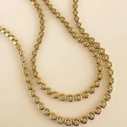 2026 New Geometric Round Shaped Paved White Cubic Zirconia CZ Station Chain Tennis Choker Necklace party gift Jewelry for Women