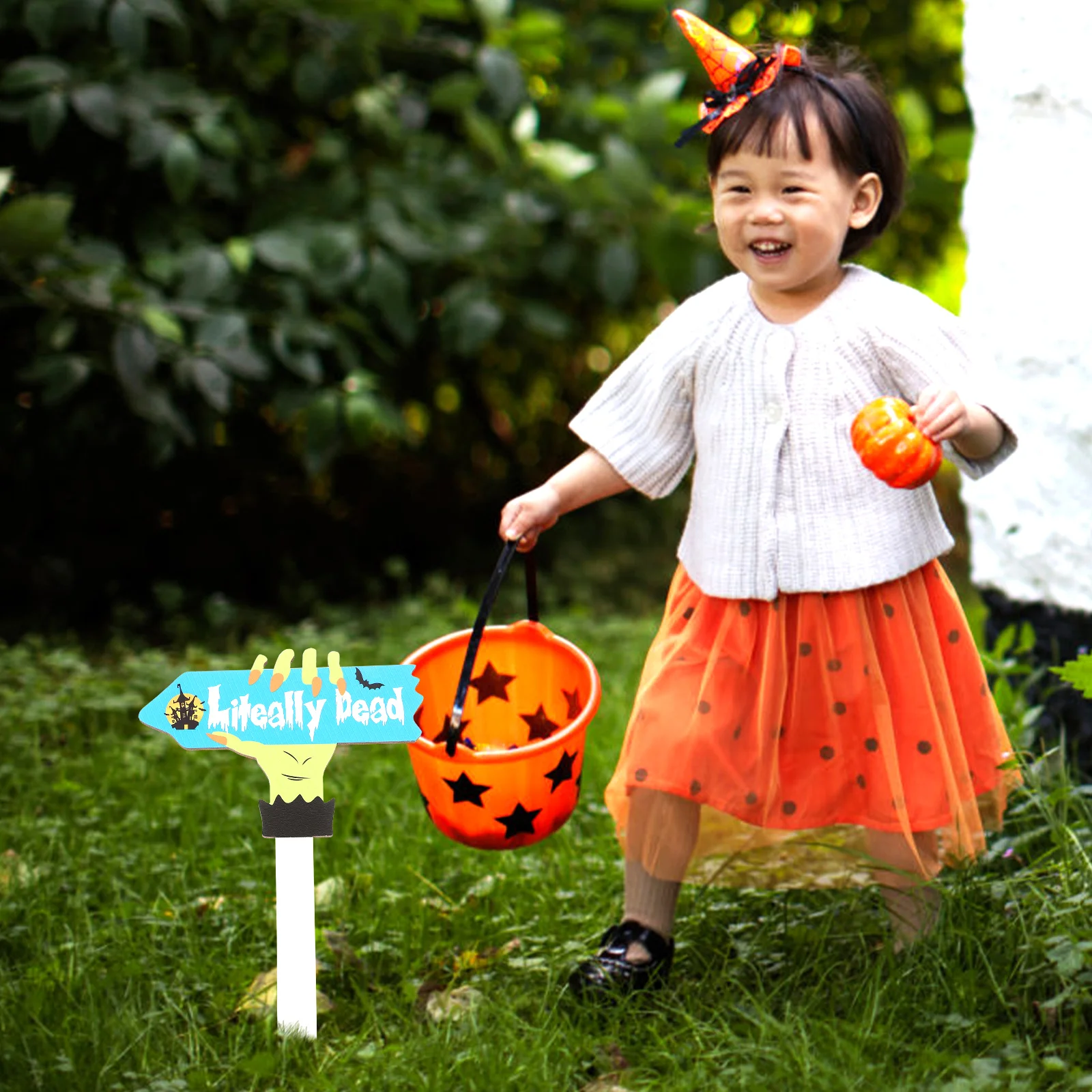 

Stakes Garden Decoration Insert Witch Halloween Decorations for outside Lawn Sign Wood Outdoor
