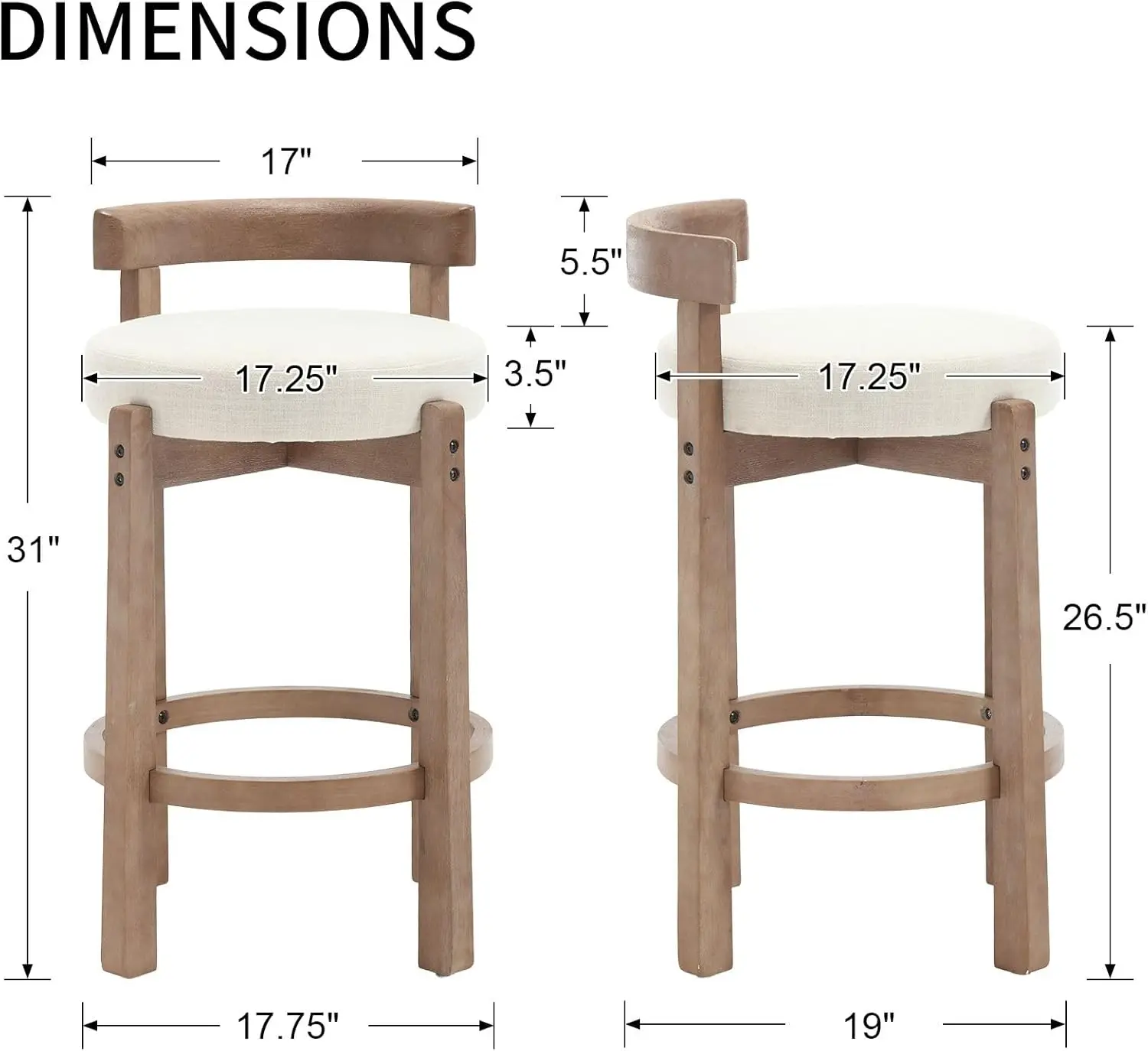 Duomay Modern Bar Stools Set Of 2, 26