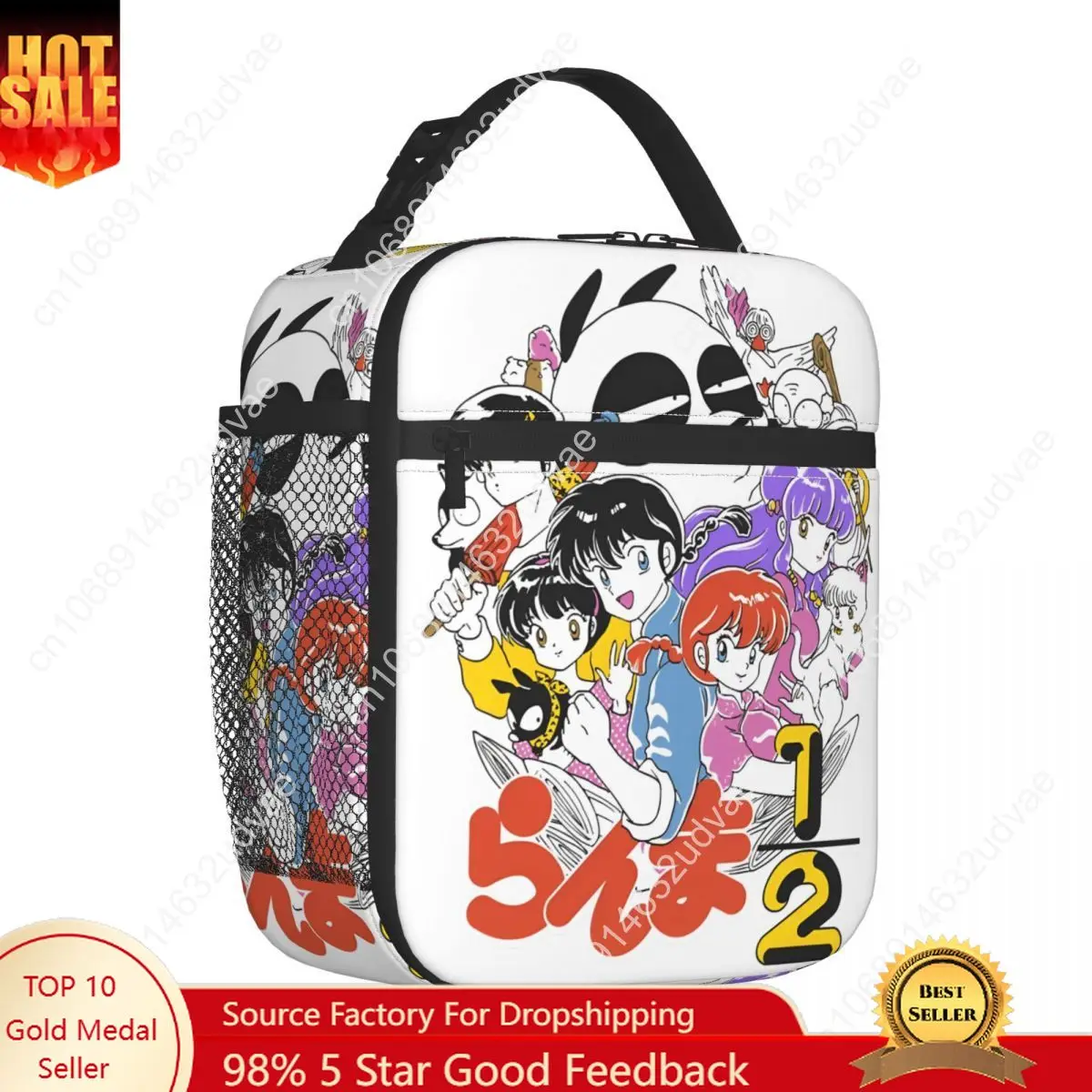 Ranma 1/2 Anime Changing Warrior Merch Insulated Lunch Bag For Travel Food Container Portable Cooler Thermal Lunch Boxes