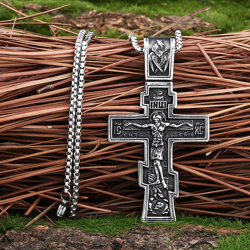 2023 New 316L Stainless Steel Jesus Cross Pendant Necklace For Man Biker Lucky Jewelry Freeshipping