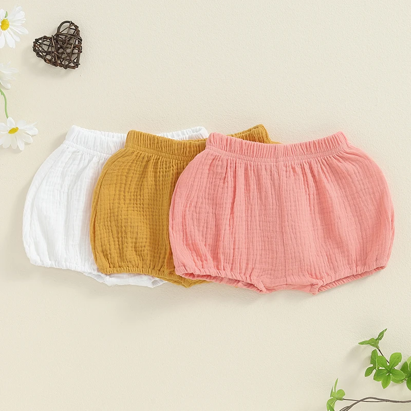 Newborn Baby Boys Girls Summer Shorts 3 pack Solid Color Cotton Short Pants For Infant Baby Cute Clothes