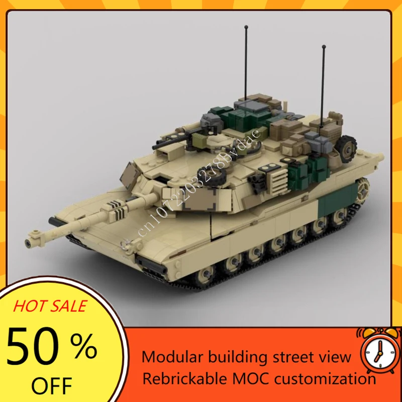 1617PCS MOC WW2 Military  Series M1A2 ABRAMS Tank Destroyer Armored Car Model Building Block Bricks DIY Assembly Toys Gift