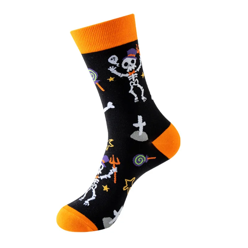 3 Pairs Halloween Socks Women Men Skull Vampire Pumpkin Bat Monster Funny Socks Cool Crew Socks