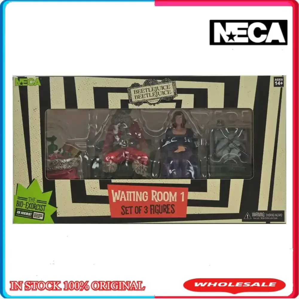 (Pre-Order) NECA Toys Beetlejuice Beetlejuice Figure 3-Pack Waiting Room 1 Anime Original Doll Collection Gift 10 cm