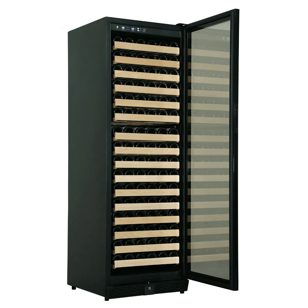 Electric Freezer Wine Fridge Cabinet with Full Glass Door Large Built-In Wooden Shelves Constant Temperature for Household Use