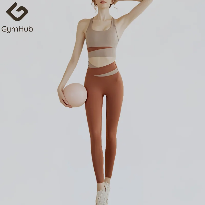 

GymHUB Костюм для йоги, высокоэластичные брюки с цветными блоками, спортивный фитнес, высокая талия, тонкий, быстросохнущий, дышащий
